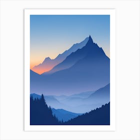 Misty Mountains Vertical Composition In Blue Tone 172 Art Print