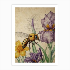 Bee And Iris 1 Art Print