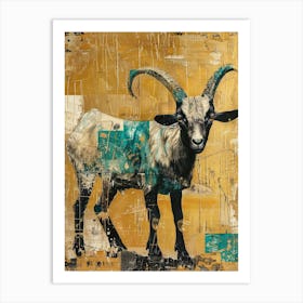 Pygmy Goat Gold Effect Collage 1 Art Print