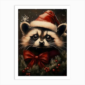 Christmas Raccoon 2 Art Print