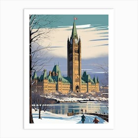 Vintage Winter Ottawa Illustration Travel Poster wall art Art Print