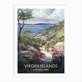 Virgin Islands National Park Watercolour Vintage Travel Poster 4 Art Print