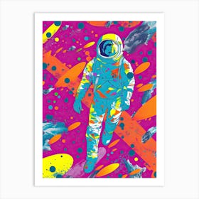 Astronaut Colourful Illustration 1 Art Print