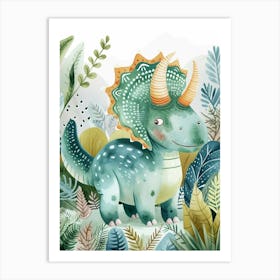 Cute Triceratops Watercolour 2 Art Print