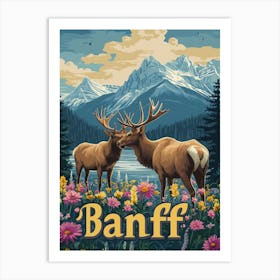 Aihrgdesign A Retro Travel Poster For Banff Art Print