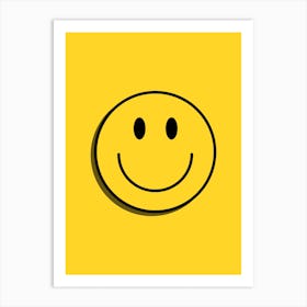 Smiley Face On Yellow Background Art Print