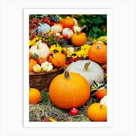 Autumn Leaves And Pumpkins 5 Art Print