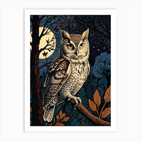 William Morris Owl At Night 1 Art Print