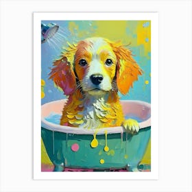 Puppy In A Tub Art Print