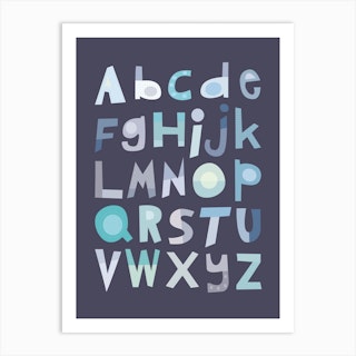 Blue Dark Alphabet Art Print