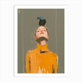 Bird On The Head 1 Art Print