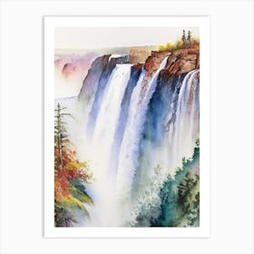 Victoria Falls Of The North, Canada Water Colour  (1) Art Print