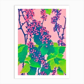 Redcurrant Risograph Retro Poster Fruit Art Print