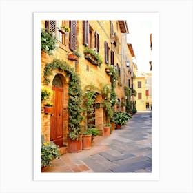 View Along A Narrow Street In Tuscany Art Print