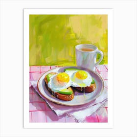 Pink Breakfast Food Poached Eggs 4 Art Print