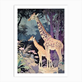 Sweet Giraffe Colourful Illustration 1 Art Print