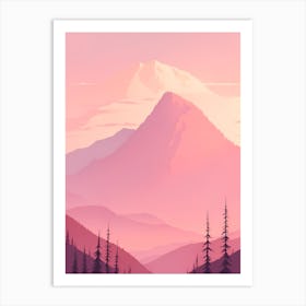 Misty Mountains Vertical Background In Pink Tone 3 Art Print