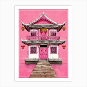 Pink Chinese House Art Print