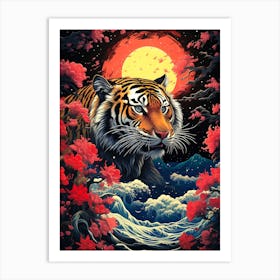 Tiger In The Moonlight 2 Art Print