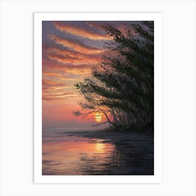 Sunset At The Beach 16 Art Print