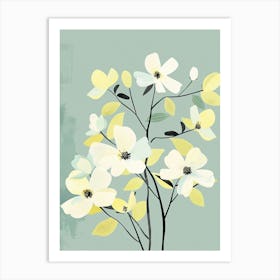 Dogwood Tree Flat Illustration 2 Art Print