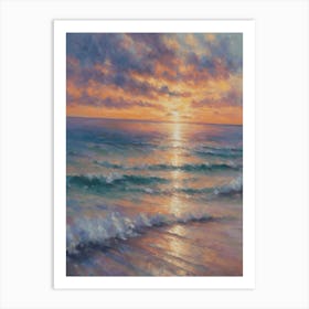 Pastel Sunrise Over Key West Florida - Ocean Coastal Oil Painting Dreamscape Dappled Sunlight Art Print