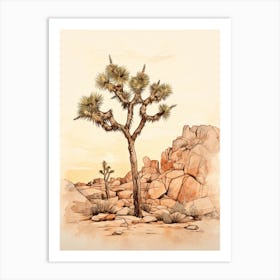  Minimalist Joshua Tree At Dawn In Desert Line Art 2 Art Print