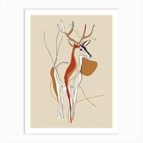 Deer - Boho, Line Art 8 Art Print