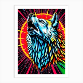 Psychedelic Howling Wolf Poster