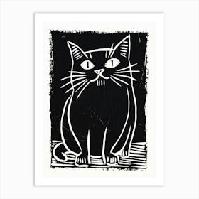 Exotic Shorthair Linocut Blockprint 1 Art Print