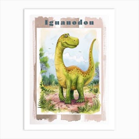 Cute Cartoon Iguanodon Dinosaur 1 Poster Art Print