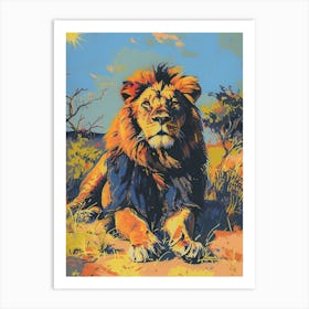 Southwest African Lion Resting In The Sun Fauvist Painting 1 Art Print