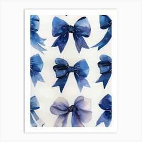 Blue Lace Bows 4 Pattern Art Print