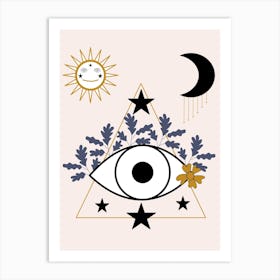 Eye Leaves And Celestial Elements Art Print
