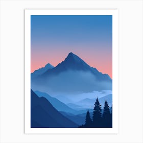 Misty Mountains Vertical Composition In Blue Tone 20 Art Print