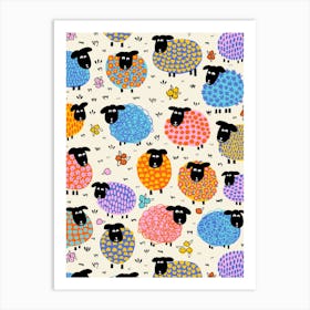 Colorful Sheep Farm Art Print