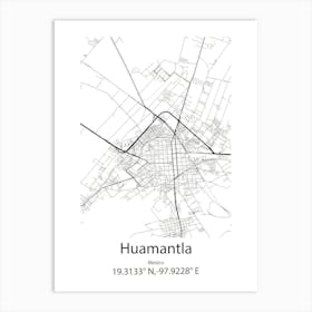 Huamantla,Mexico Minimalist Map Art Print