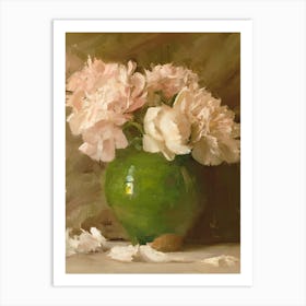 Peonies In A Green Vase Art Print