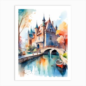 Watercolor Of A Castle 1 Art Print