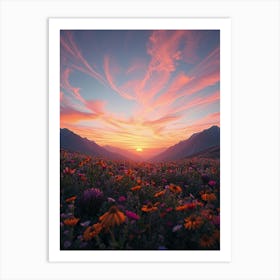 Sunset In The Mountains 39 Art Print