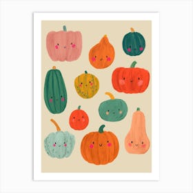 Happy Veg Pumpkin Patch Art Print