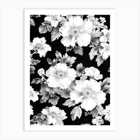 Great Japan Hokusai Monochrome Flowers 133 Art Print