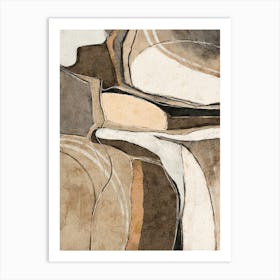 Beige Brown Modern Abstract 2 Art Print