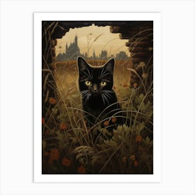 Cat In Front Of A Medieval Castle 1 Art Print