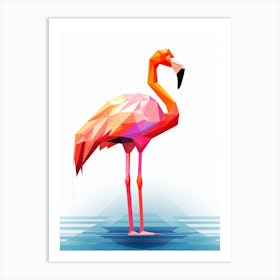 Colourful Geometric Bird Greater Flamingo 3 Art Print
