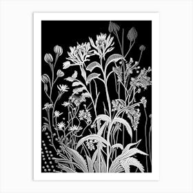 Thimbleweed Wildflower Linocut Art Print