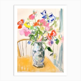 Flower Painting Fauvist Style Sweet Pea 3 Art Print