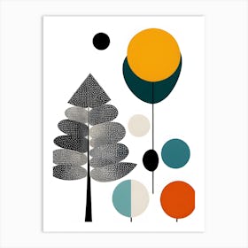 Tree And Circles Abstract Art Print