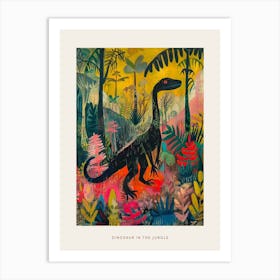 Colourful Dinosaur In A Jungle Painting 1 Poster Art Print