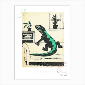 Lizard In The Living Room Block 4 Poster Art Print